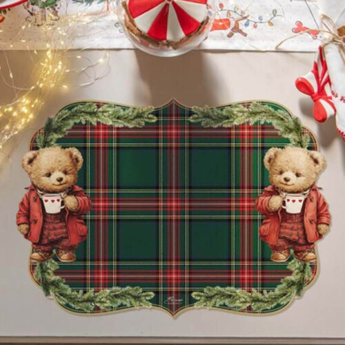 Blanc Mariclo Tovaglietta Vinile Teddy Bear Natale 45x32