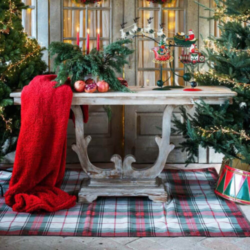 Blanc Mariclo Tappeto Tartan Natalizio Cotone 154x200