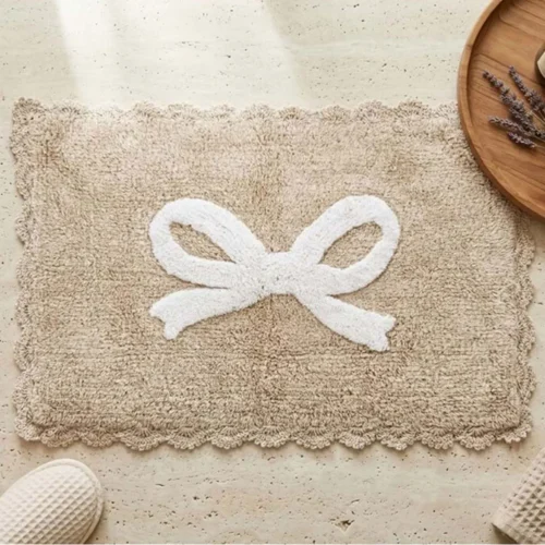Blanc Mariclo Tappeto Bagno Beige con Fiocco 45x75