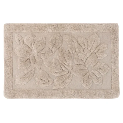 Blanc Mariclo Tappeto Bagno con Fiori in Rilievo Beige 50x80
