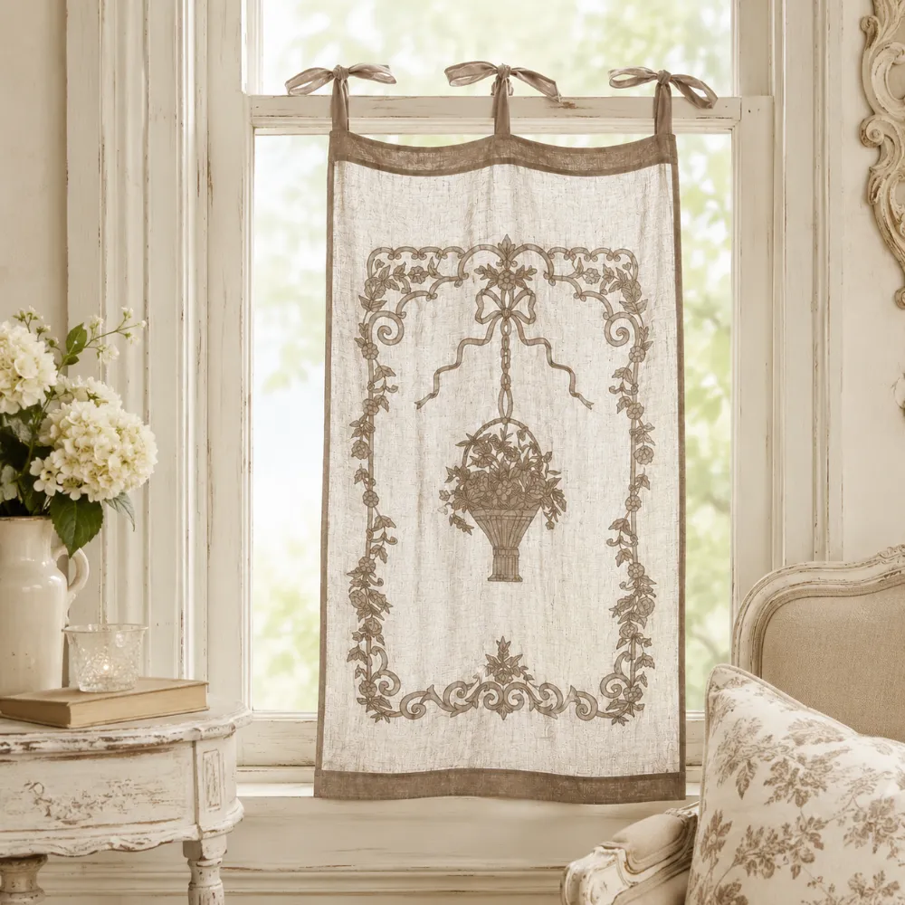 Blanc Mariclo Tenda Provenzale Ricamata Lino e Cotone 45x70