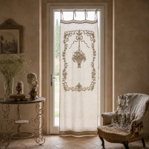 Blanc Mariclo Tenda Provenzale Ricamata Lino e Cotone 60x160