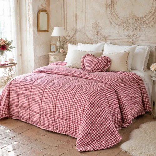 Blanc Mariclo Trapunta Country Vichy Rossa con Gala 250x250