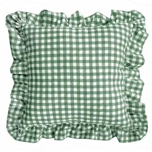 Coussin Romantique Vichy Blanc Mariclo avec Volant 45x45