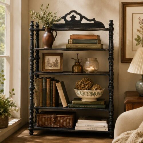 Blanc Mariclo Étagère Vintage Nero Anticato 4 Ripiani 65x87