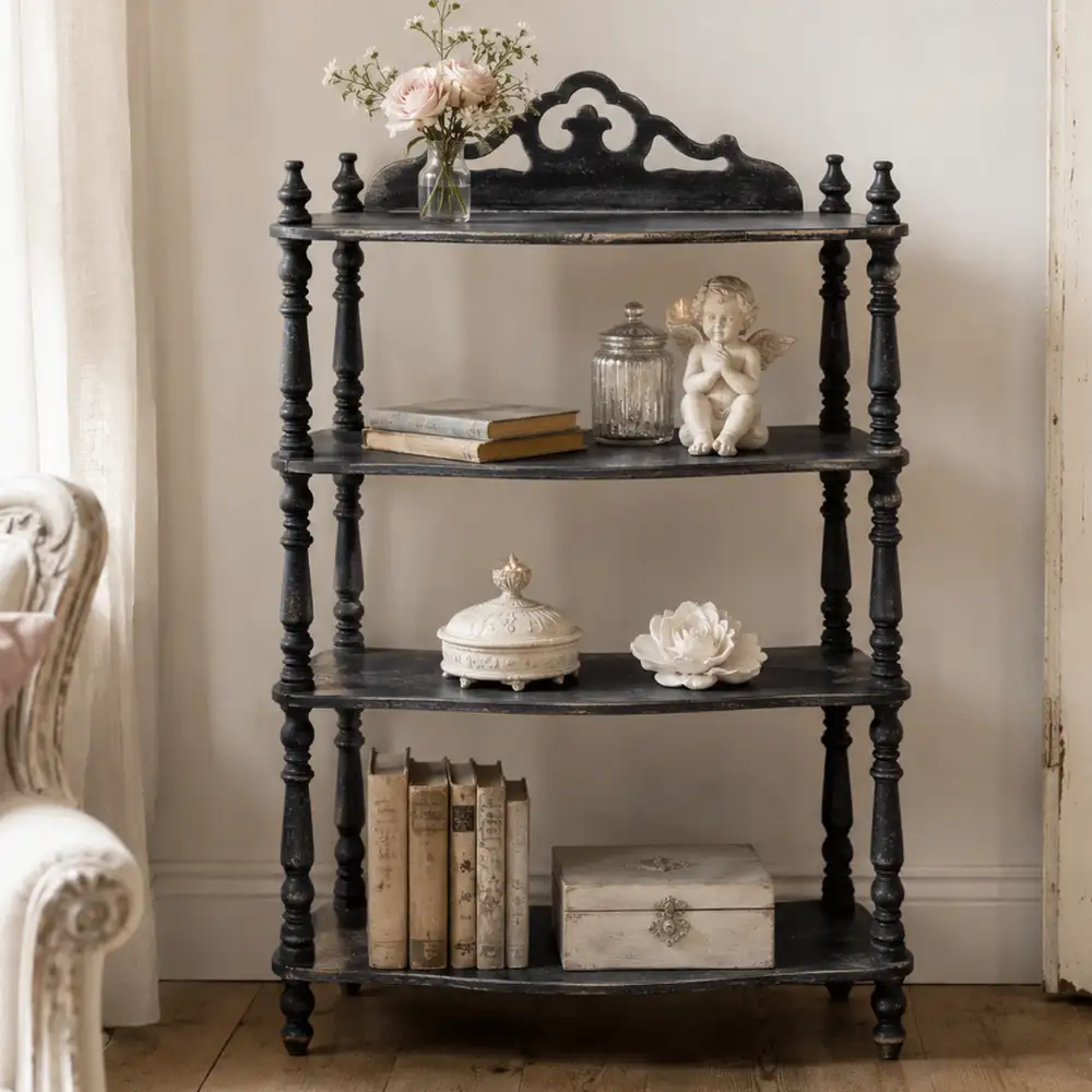 Blanc Mariclo Étagère Vintage Nero Anticato 4 Ripiani 65x87