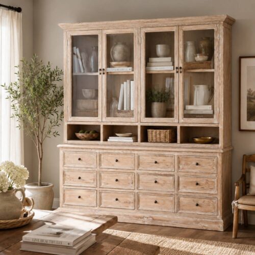 Blanc Mariclo Mobile Vetrina Naturale a 12 Cassetti 200x220