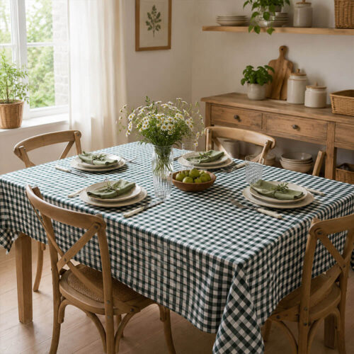 Blanc Mariclo Tovaglia vichy verde 140x180