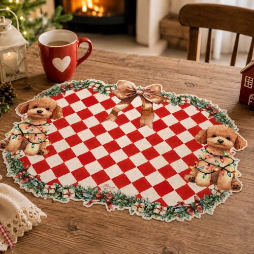Blanc Mariclo Tovaglietta Vinile Barboncino Natale 47x34
