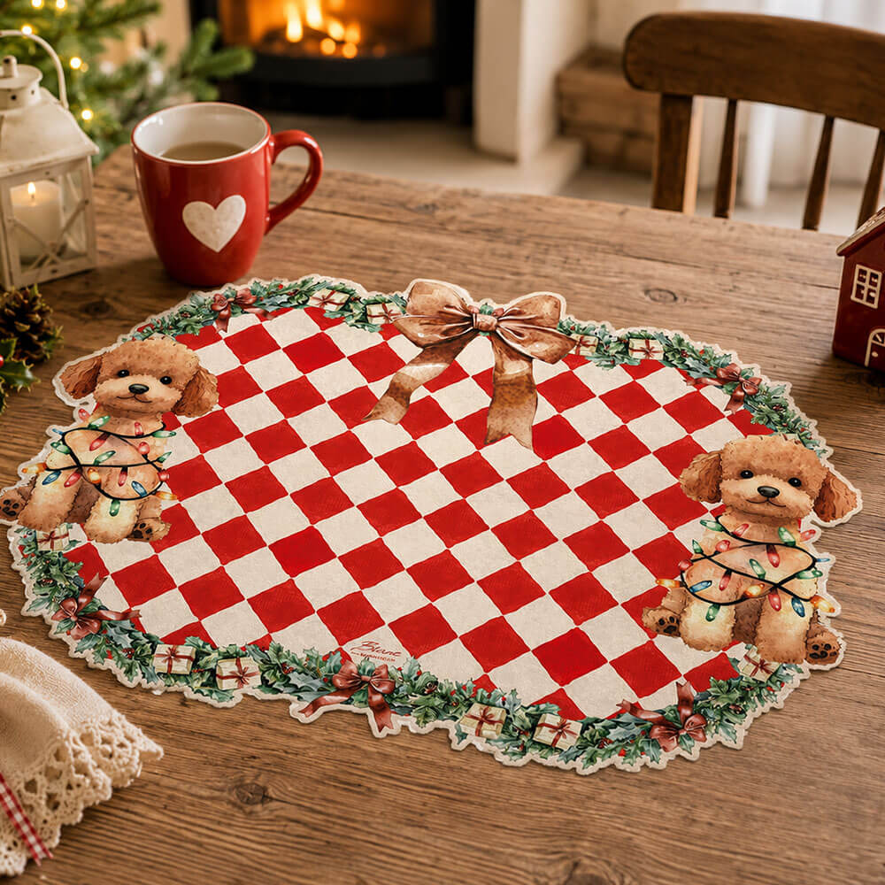Blanc Mariclo Tovaglietta Vinile Barboncino Natale 47x34