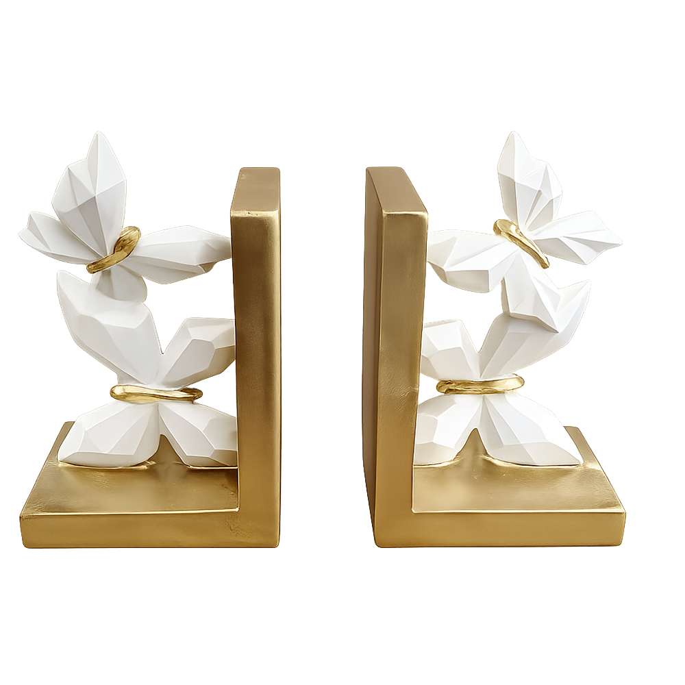 Set reggilibri dorati con farfalle bianche - immagine 2