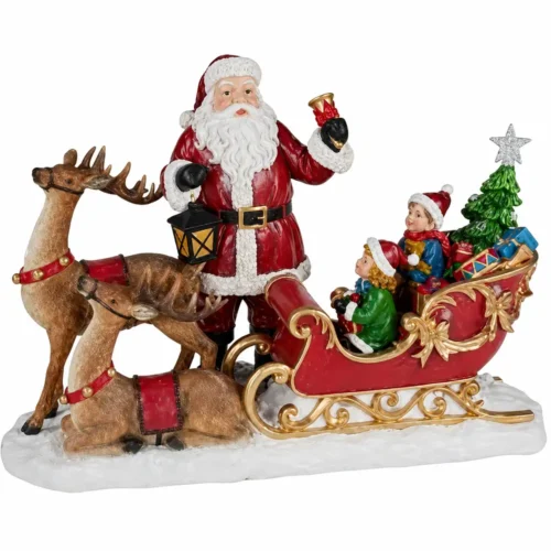 Alternative view of Père Noël LED avec Renne et Traîneau 38,5 cm