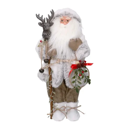 Babbo Natale di montagna con bastone H 45 cm - immagine 3