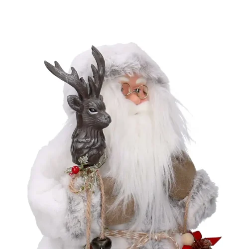 Alternative view of Babbo Natale di montagna con bastone H 45 cm