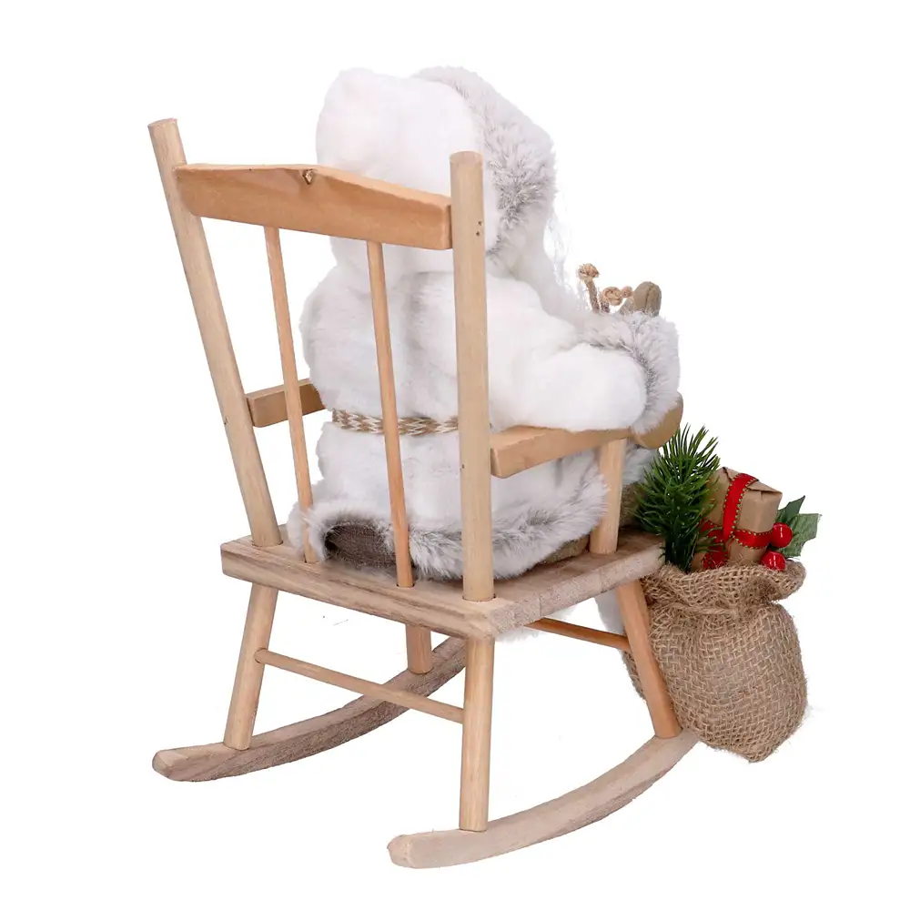 Babbo Natale su sedia a dondolo bianco H 30 cm - immagine 6