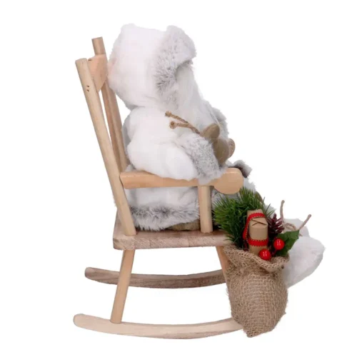 Babbo Natale su sedia a dondolo bianco H 30 cm - immagine 5