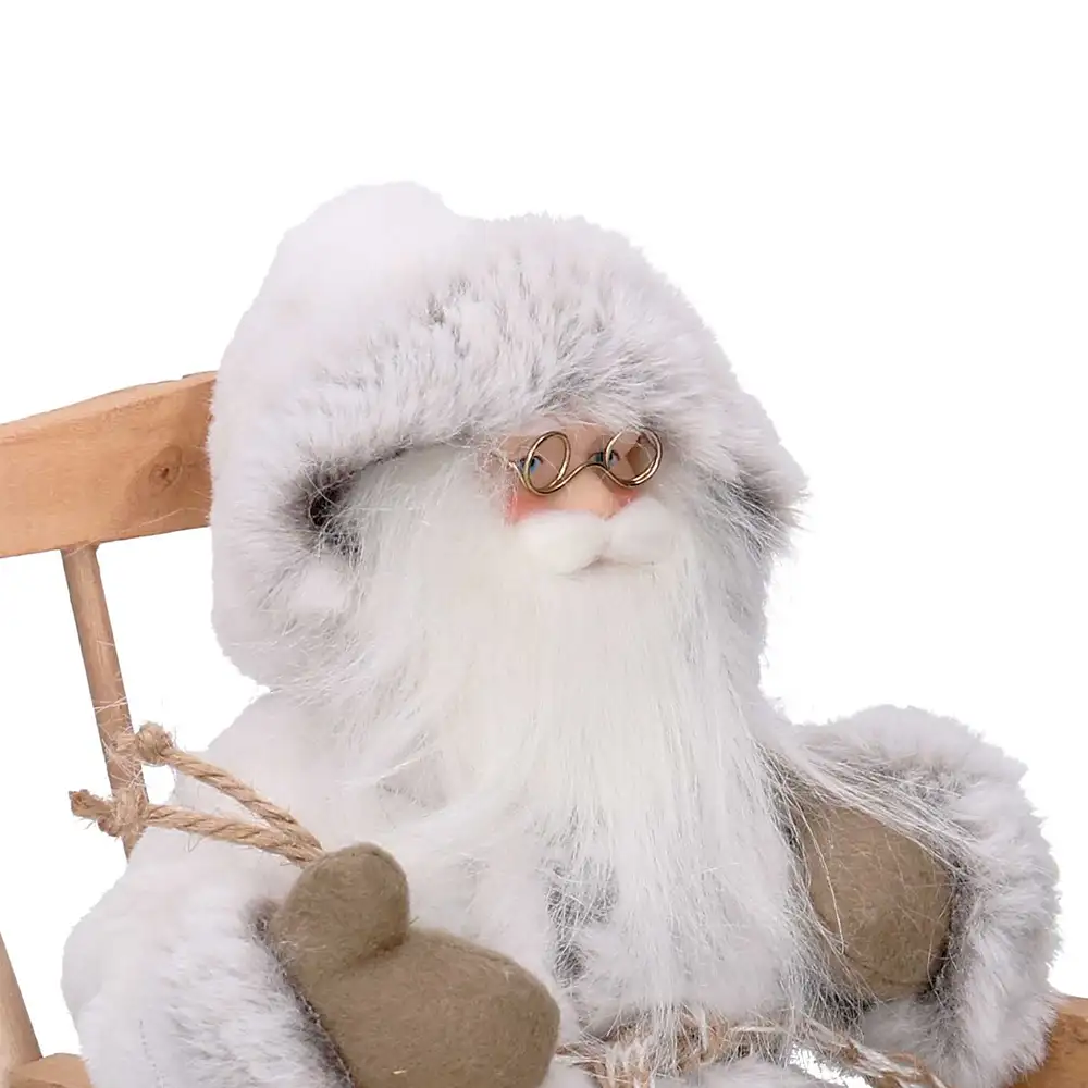 Babbo Natale su sedia a dondolo bianco H 30 cm - immagine 3