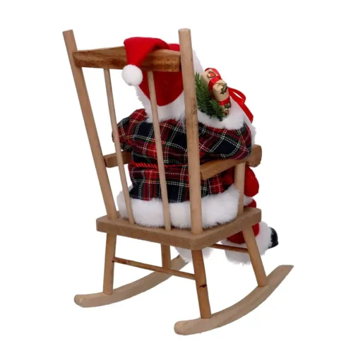 Babbo Natale su sedia a dondolo con dono H 30 cm - immagine 5
