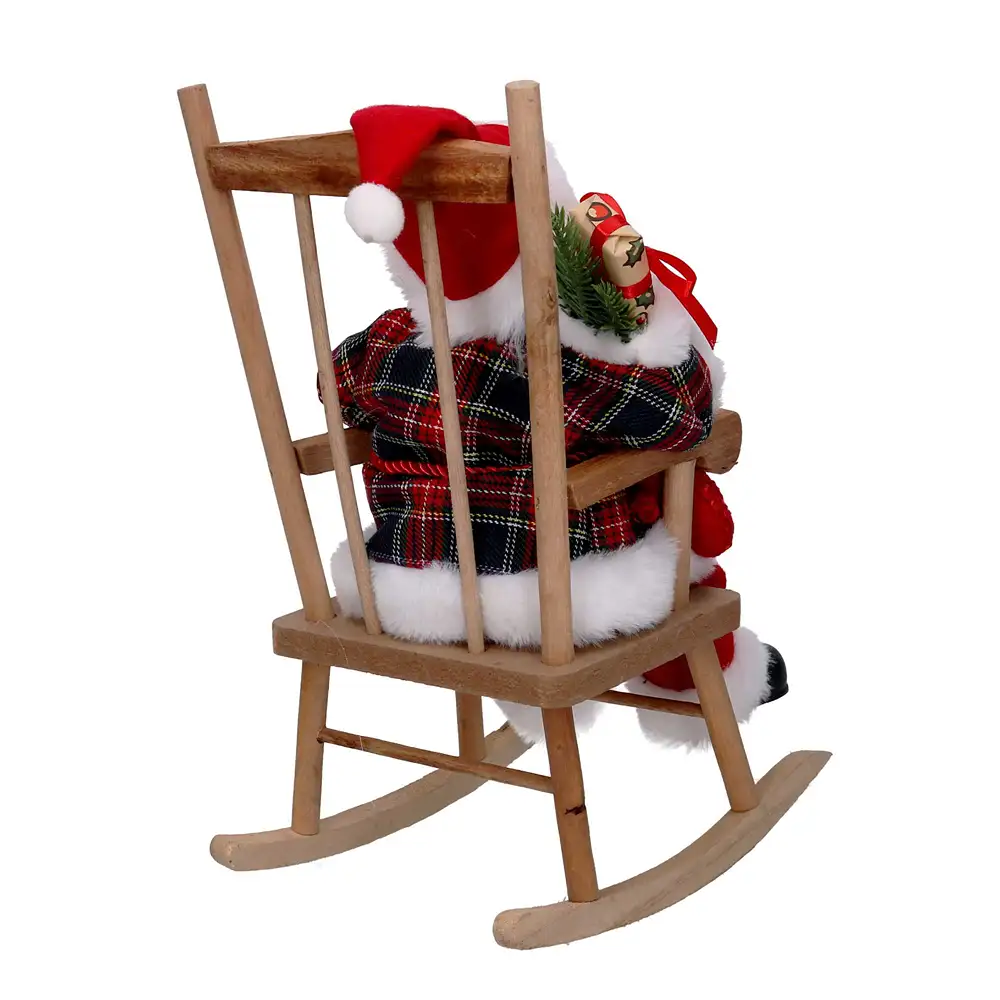 Babbo Natale su sedia a dondolo con dono H 30 cm - immagine 5