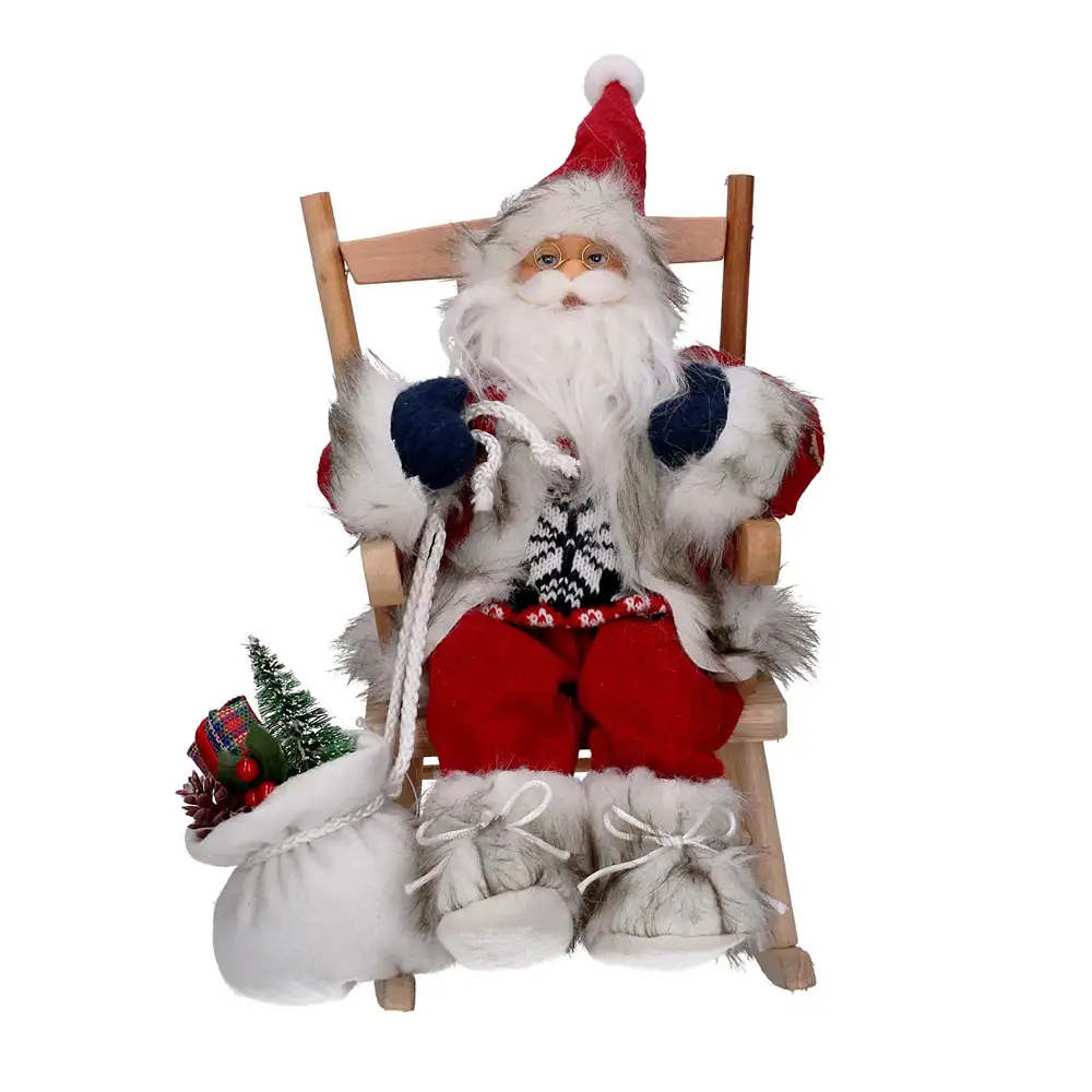 Babbo Natale di montagna su sedia a dondolo H 30 cm - immagine 4