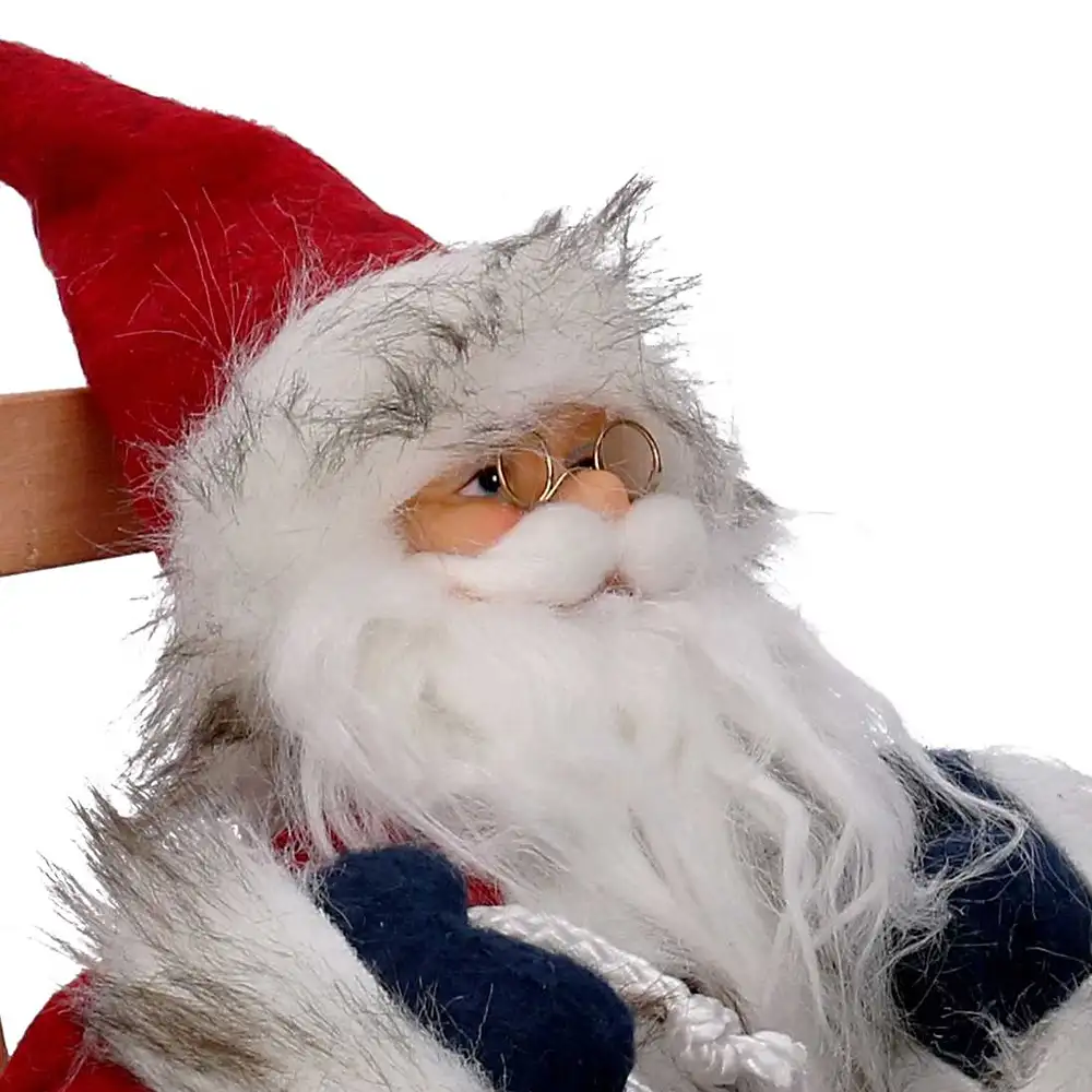 Babbo Natale di montagna su sedia a dondolo H 30 cm - immagine 3