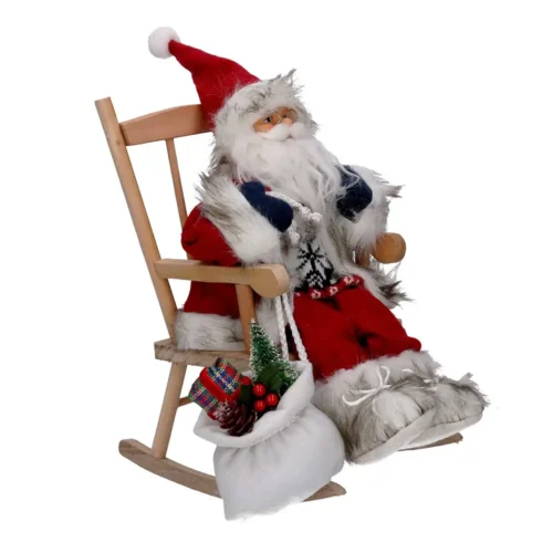 Alternative view of Babbo Natale di montagna su sedia a dondolo H 30 cm