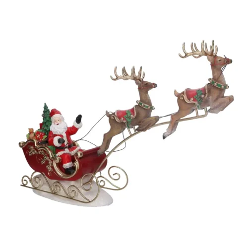Slitta Babbo Natale con renne L 57 cm - immagine 3