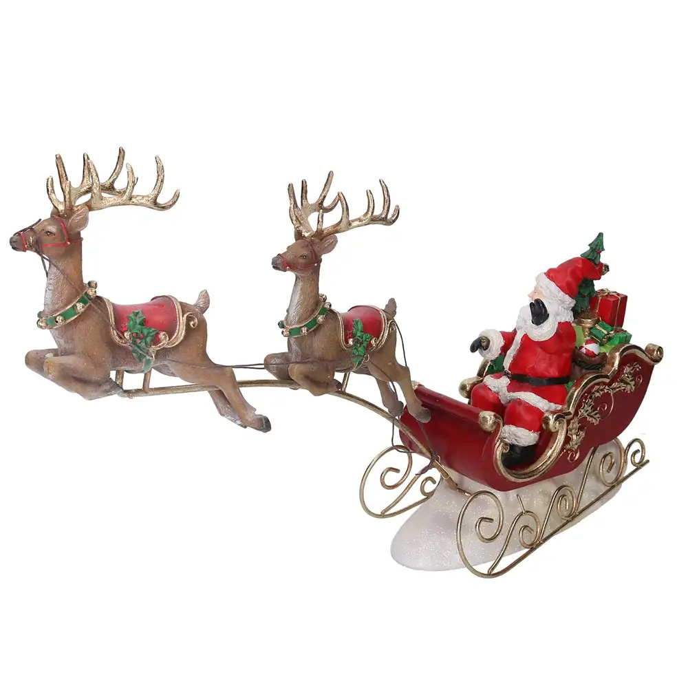 Slitta Babbo Natale con renne L 57 cm - immagine 2