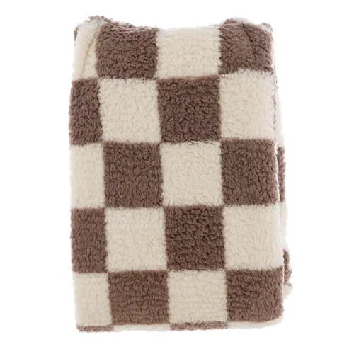 Alternative view of Blanc Mariclò Plaid Sherpa a Scacchi Marrone 140x170 cm