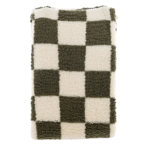 Alternative view of Blanc Mariclò Plaid Sherpa a Scacchi Verde Bosco 140x170 cm