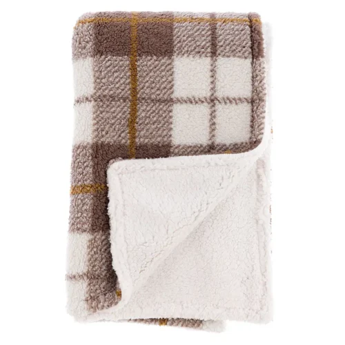 Alternative view of Blanc Mariclò Plaid Sherpa Tartan Beige 160x200 cm