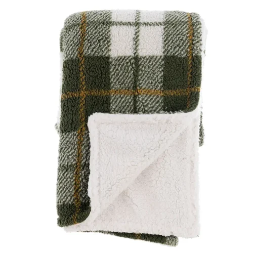 Alternative view of Blanc Mariclò Plaid Sherpa a Scacchi Verde Bosco 160x200 cm