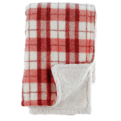 Alternative view of Blanc Mariclò Plaid Sherpa Tartan Rosso 140x170 cm