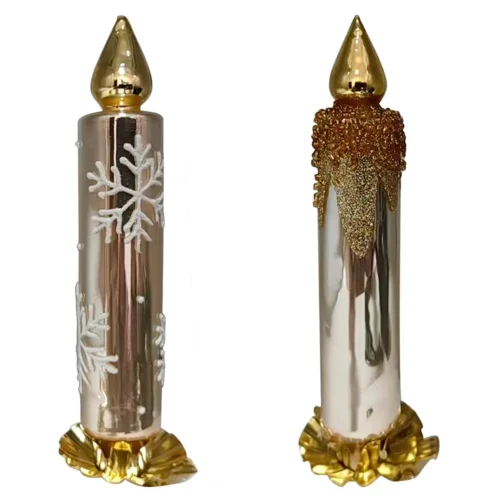 Alternative view of Blanc Mariclò Coppia Candele in Vetro con Clip 14 cm