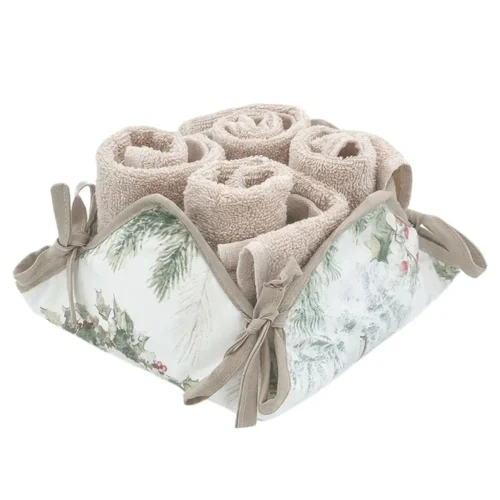 Alternative view of Blanc MariClò: Cesta con 4 paños de cocina Shabby Chic en color beige