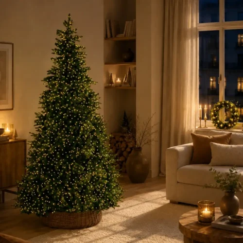 Sapin de Noël effet naturel 4000 LED avec télécommande h 210 cm
