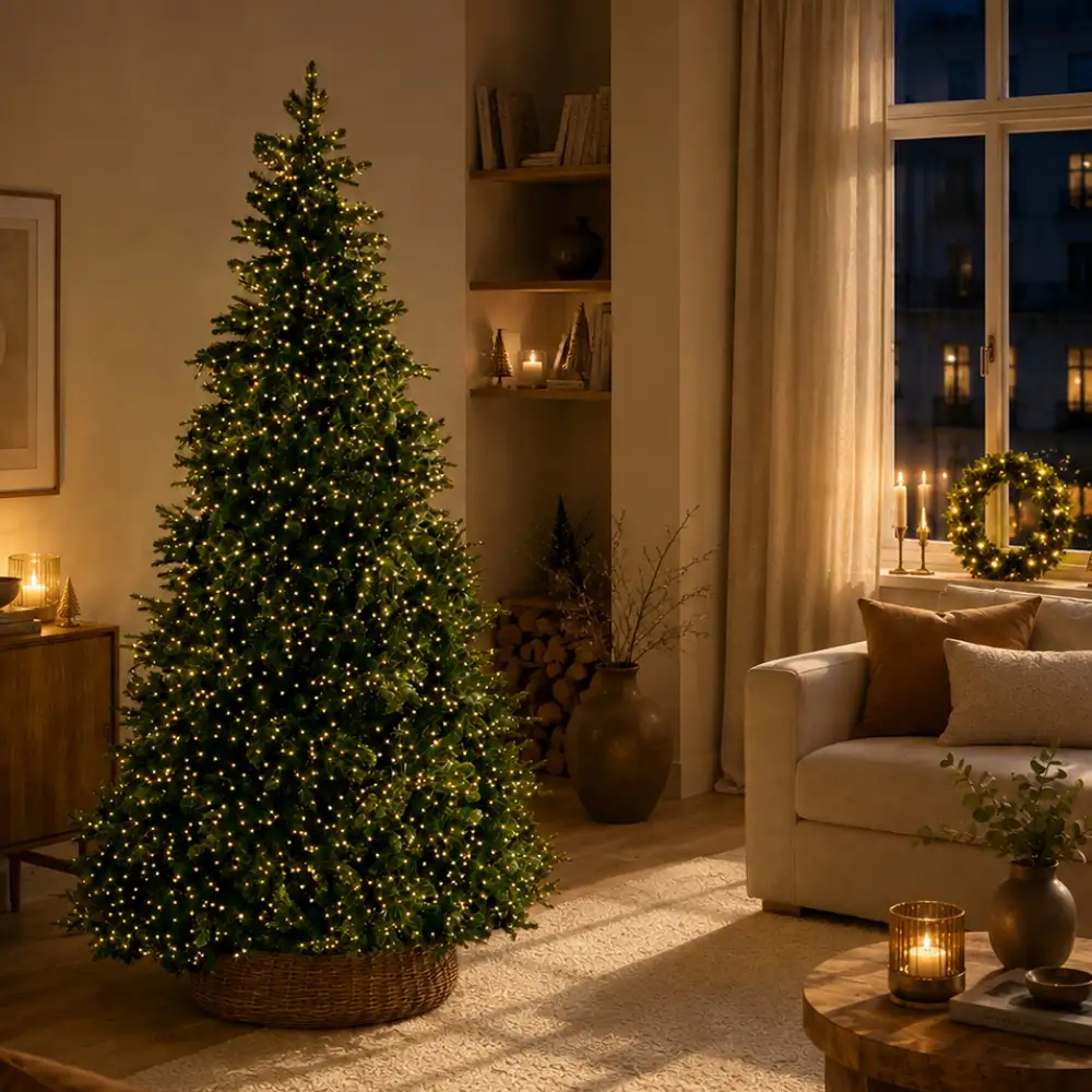 Sapin de Noël effet naturel 4000 LED avec télécommande h 210 cm