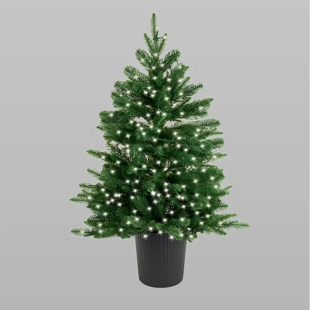 Sapin de Noël effet naturel « real touch » en pot avec 100 LED et télécommande h 90 cm – Image 7