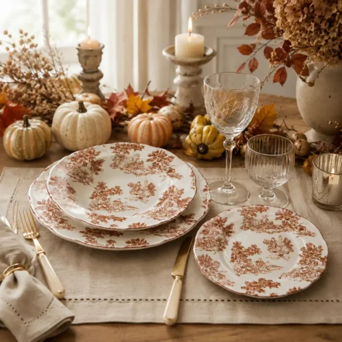 Blanc Mariclo Servizio Piatti Country 3 Pezzi Marrone
