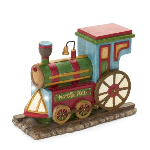 Train de Noël musical à LED en résine 21 cm