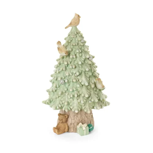 Albero di Natale in resina con uccellini h 31 cm
