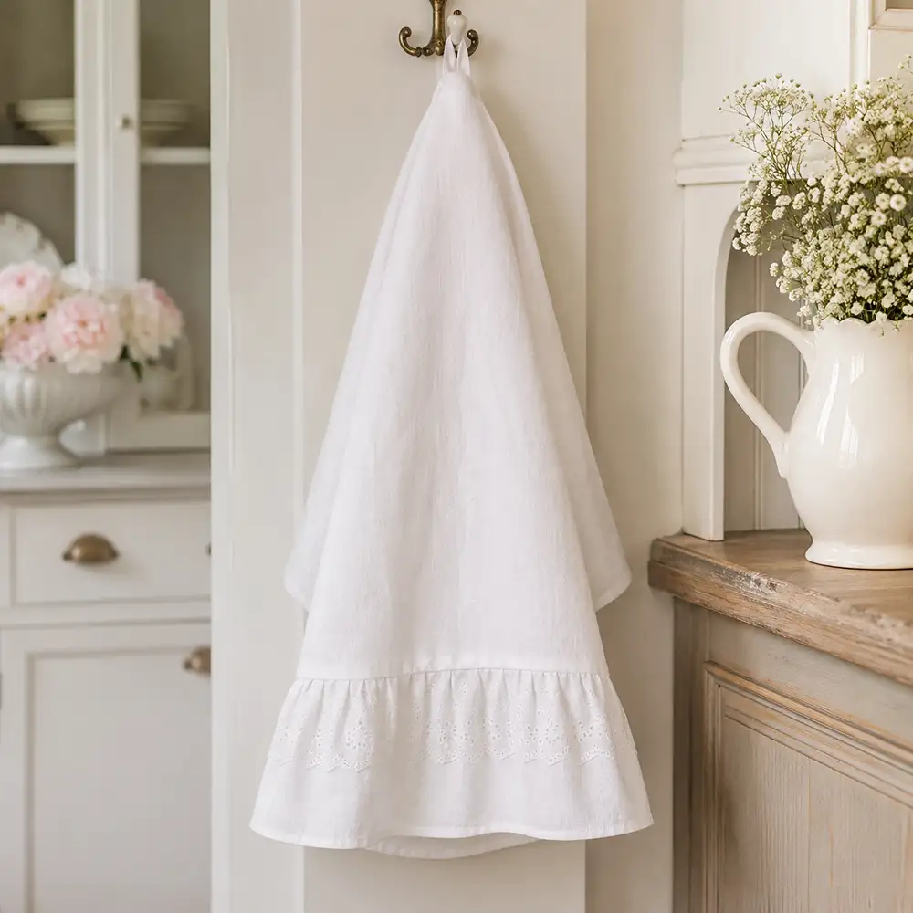 Clodette : torchon en coton blanc Lulù