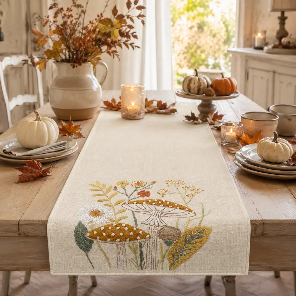 Camino de mesa Marigold color crema 160 x 45 cm