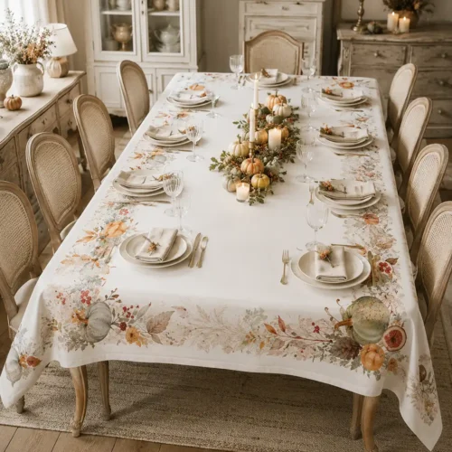 Nappe Noisette automne 12 places noisette 140x270 cm