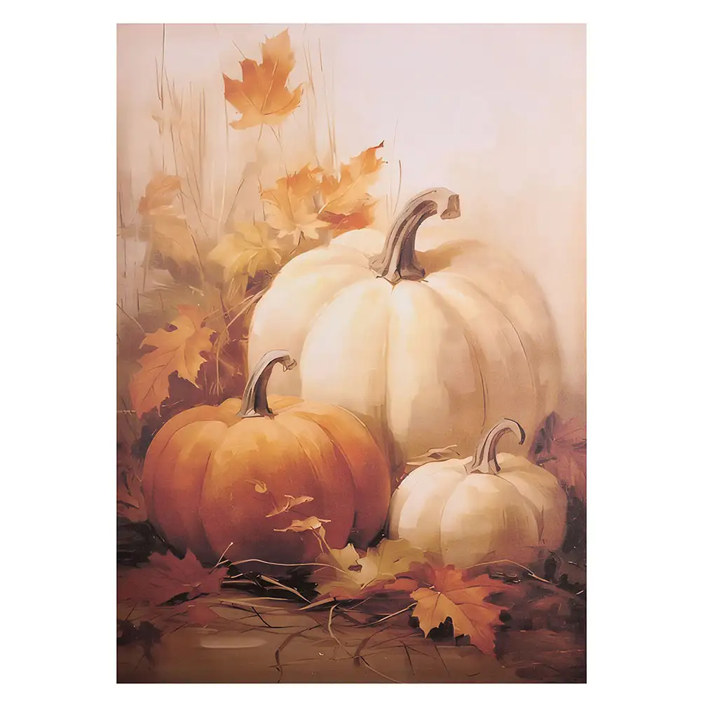 Quadro canvas con zucche e foglie 50 × 70 cm