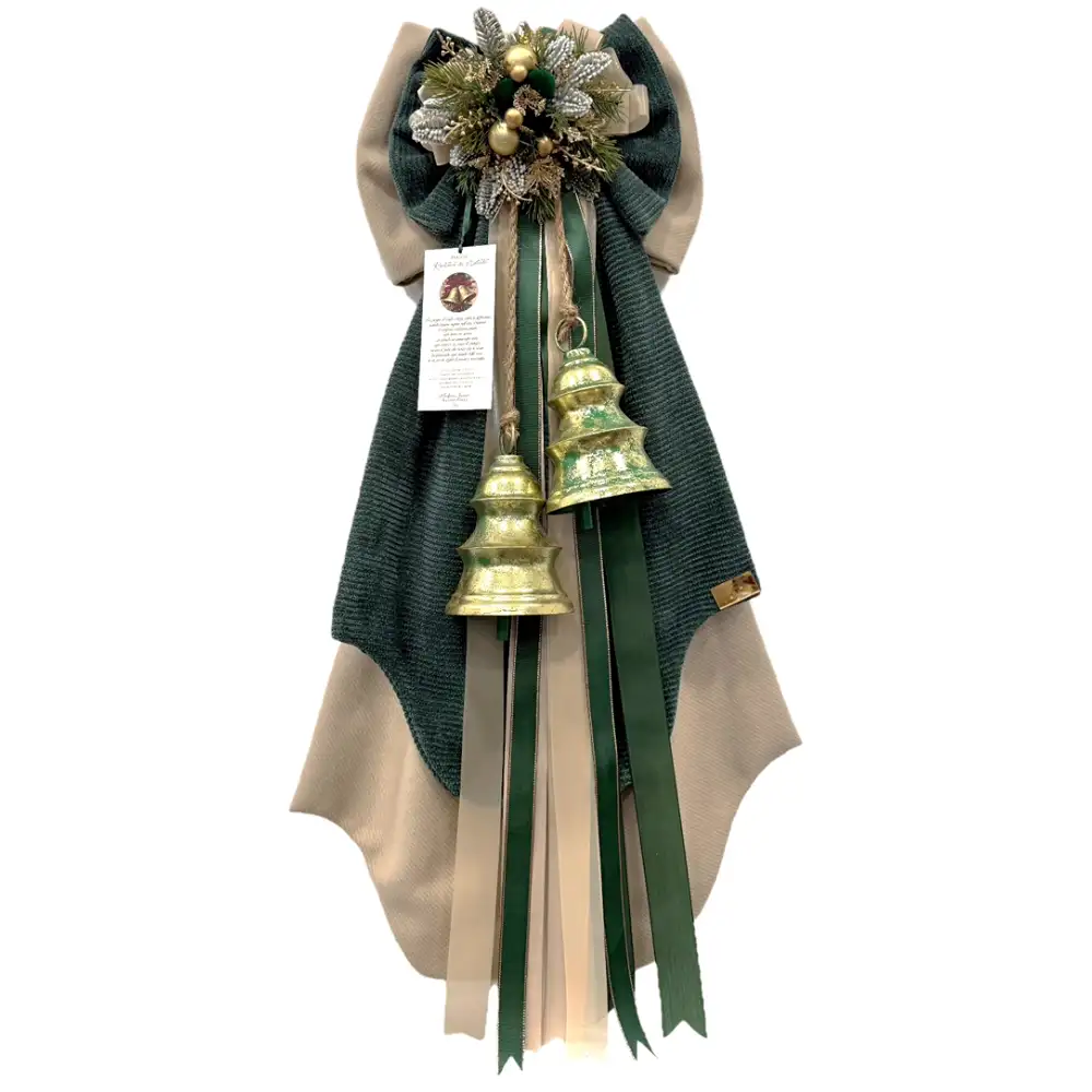 Fioccò Rintocco di Natale Beige e Verde H 80 cm - immagine 2