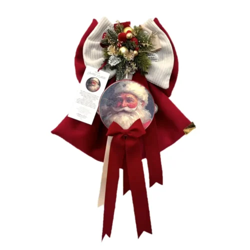 Alternative view of Fioccò Antico Natale doppio fiocco rosso e bianco 40 cm