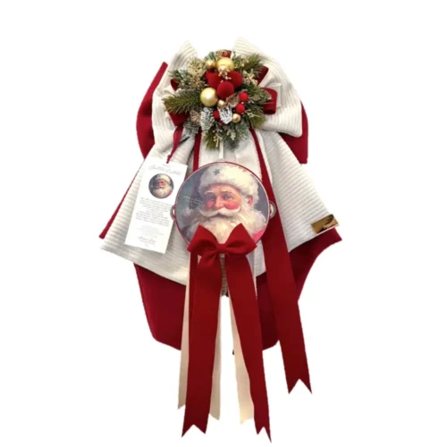 Alternative view of Fioccò Antico Natale doppio fiocco rosso e bianco 50 cm