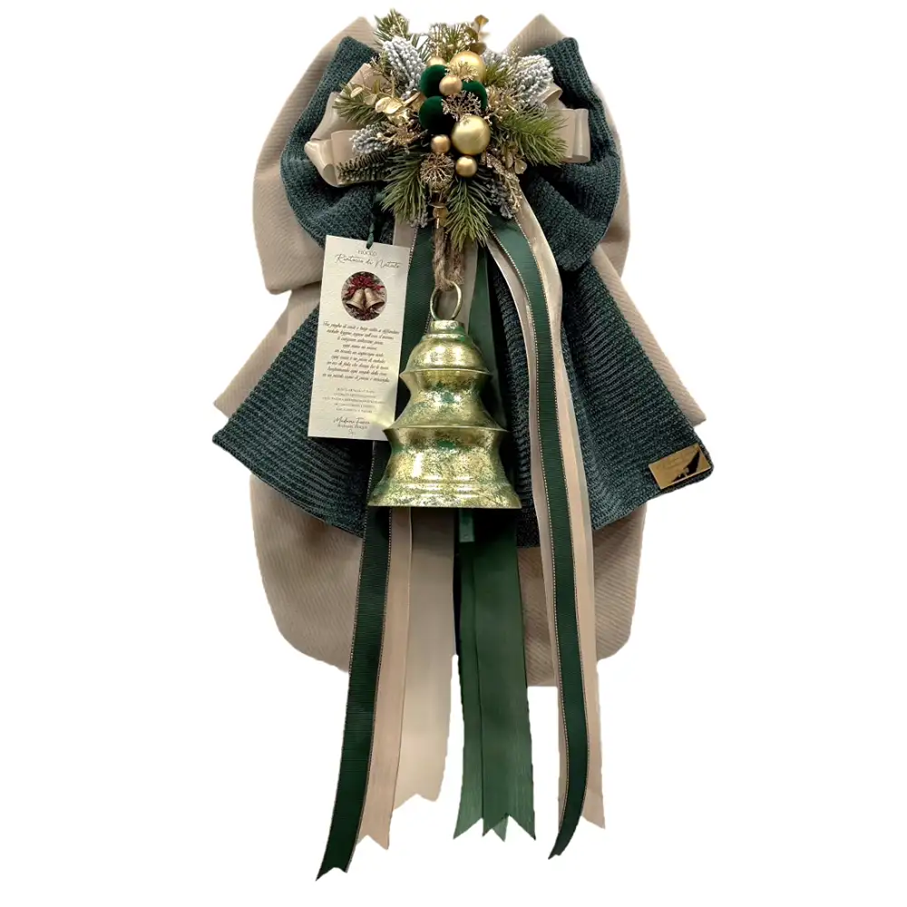 Fioccò Rintocco di Natale Beige e Verde H 50 cm - immagine 2