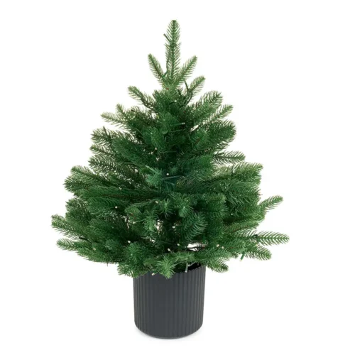 Sapin de Noël au toucher naturel en pot avec 50 LED h 60 cm – Image 7